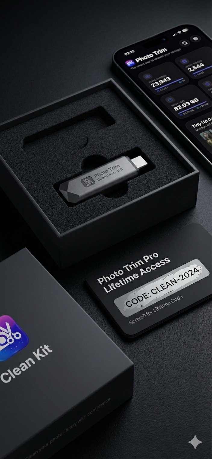 Photo Trim Kit open box showing USB drive and license card